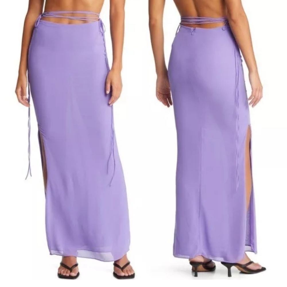 House‎ Of CB Strappy Side Slit Maxi Skirt Violet Size Small NWT $119